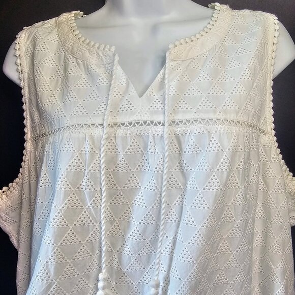 TOMMY‎ BAHAMA EYELET MAXI SLEEVELESS DRESS SZ XL WHITE - Picture 2 of 11